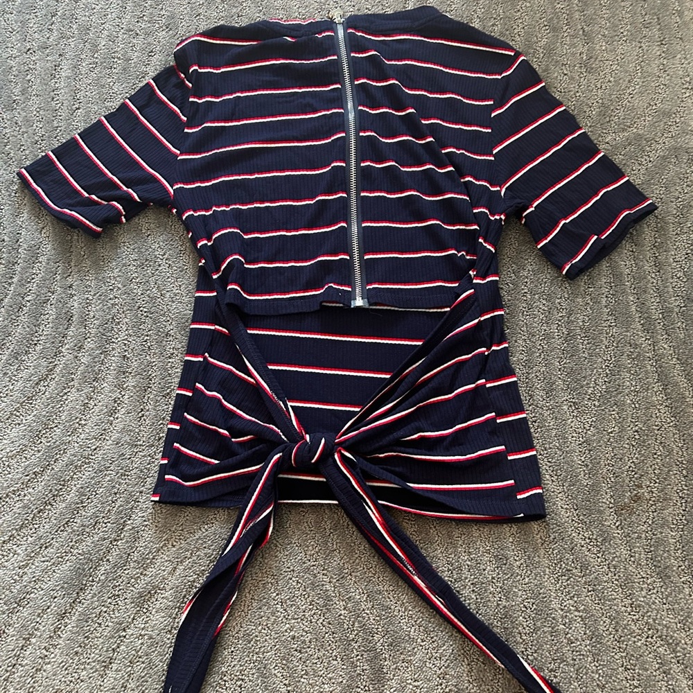 Striped top with back tie